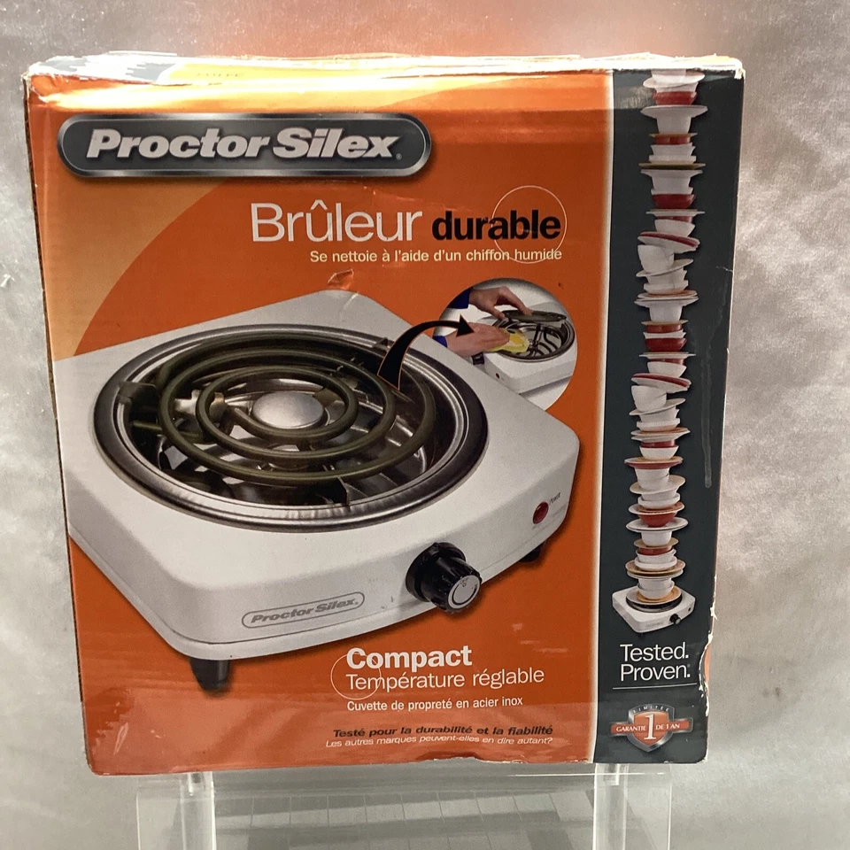 Placa caliente Proctor Silex Durable Quinto Quemador Blanco Bobina Única Modelo 34101Y Foto 2 de 4