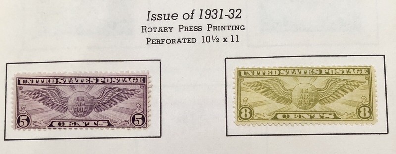 US Scott #C16, C17 1931-32 5 & 8 Cent Airmail Stamps, MH, Lot of 2