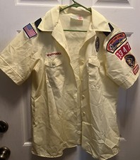 Boy Scout Womens Sz Large 14-16 Yellow Blouse Button Shirt Vintage Utah