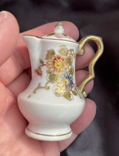 Vintage Salz & Pfeffer Imari besetzt Japan weiße Teekannen goldene Zierleiste 2,5 Zoll hoch - Bild 5 von 7