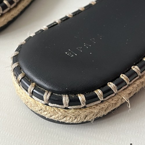 Sandalias Papaya Mulas Alpargata Plana Tejidas Negro Cuero Sintético Reino Unido 4 EU 37 - Imagen 4 de 9