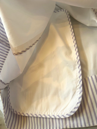 LOUIS VUITTON WHITE COTTON PLEATED DRESS with PURPLE STRIPES INNER FACINGS-SZ 38 - Picture 9 of 19