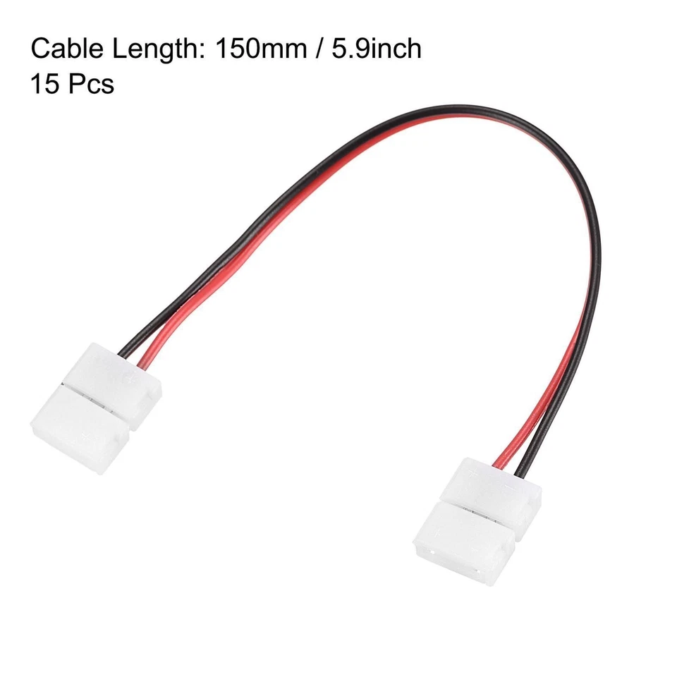 15Pcs 2 Pin 10mm Solderless Strip to Strip Jumper Cable for 5050 LED Lights - Image 3 of 4