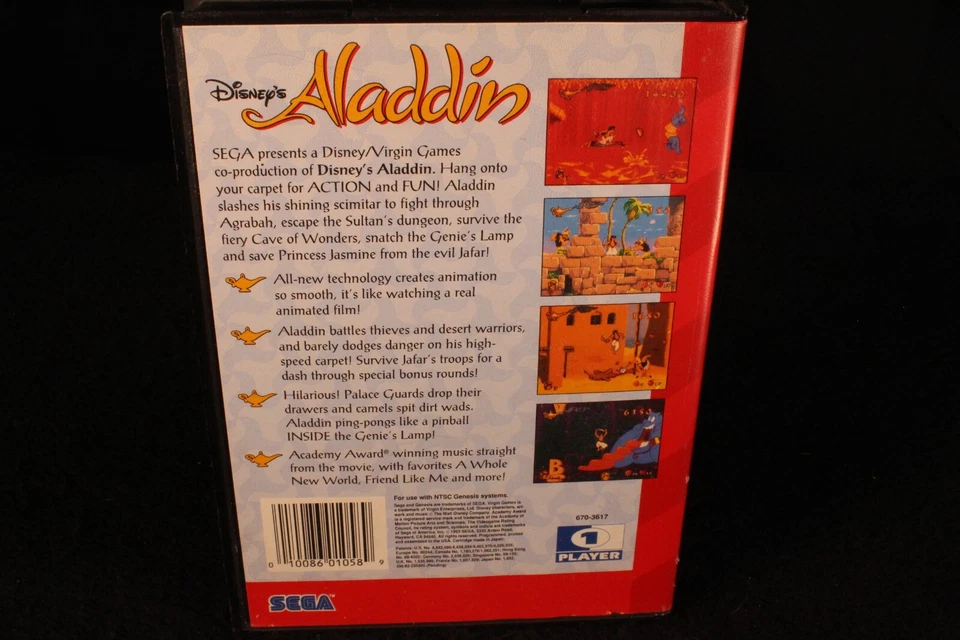 Sega Genesis Disney's Aladdin CIB with manual and box vintage video game 1993 - Image 4 of 4