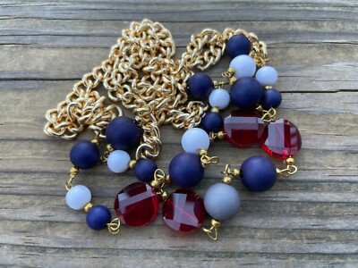 Nordstrom Women Necklace 18K Gold Plated Multi Color Beads Ladies