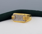 18K Gold Ring Wedding Ring Accent Nugget Rectangle Fabulous Men CZ Band Ring