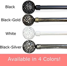 Pack of 2 Adjustable Window Curtain Rods - Sizes For all windows! Holes Design