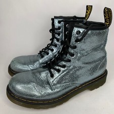 Dr Martens 1460 Boots Juniors 4 Blue Silver Glitter Combat