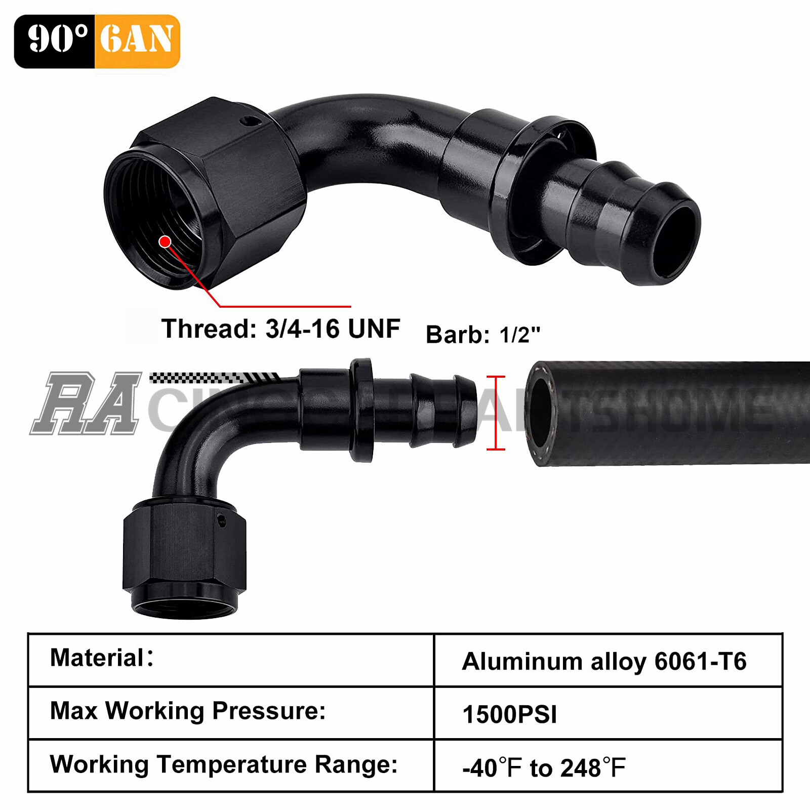 Sell AN4 AN6 AN8 AN10 Swivel Hose Straight 45 90 Degree End Adapter/ Fitting In Hong - Foto 5