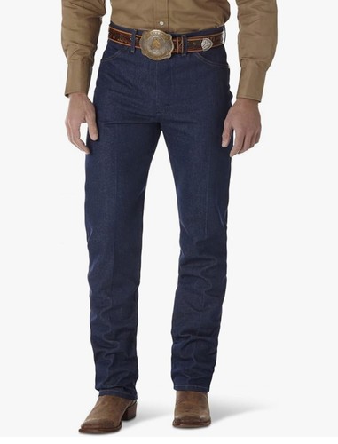 Wrangler Men's 13MWZ Dark Wash FR Rigid Cowboy Cut Straight Jeans Indigo