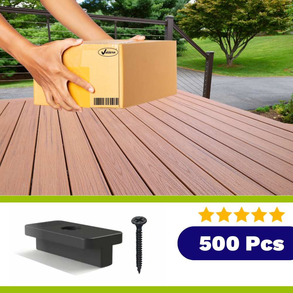 VALDERN 500 pcs Composite Decking Clips Plastic with Black Screws | Hidden Deck Fasteners | WPC T Clips | Multipack Fixings, 19 x 38 x 11 mm - Image 3