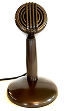 1940s Astatic Brand Brown Bullet Microphone With Stand  Cord Model C-2644 Used