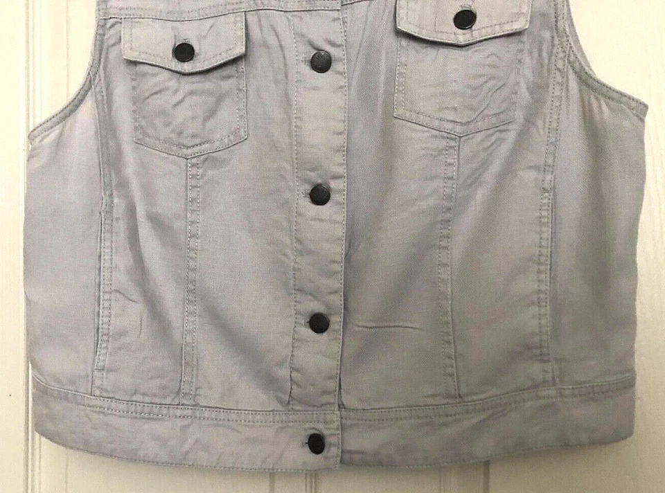 J. JILL - CHALECO DE LINO Gris Niebla CLÁSICO AMERICANO Todas las Temporadas Jean-Estilo L/14 - $100 Foto 4 de 4