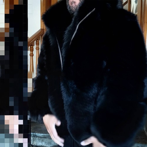 Chaqueta de bombardero con capucha de piel de zorro plateado de piel completa real para hombre Abrigo de piel natural con cremallera - Imagen 11 de 13