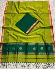 Cotton Silk Maheswari Handloom Saree With Bp For Women Ethnic Wear sari