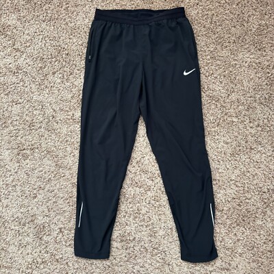 Nike Dri-Fit Running Pants Women's S Black Pull On Zip Pockets Reflective 