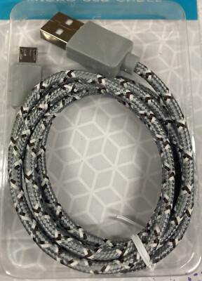Micro USB Braided Cable 39'' 1M Gray High Speed Charging & Data Transfer 2.1 Amp