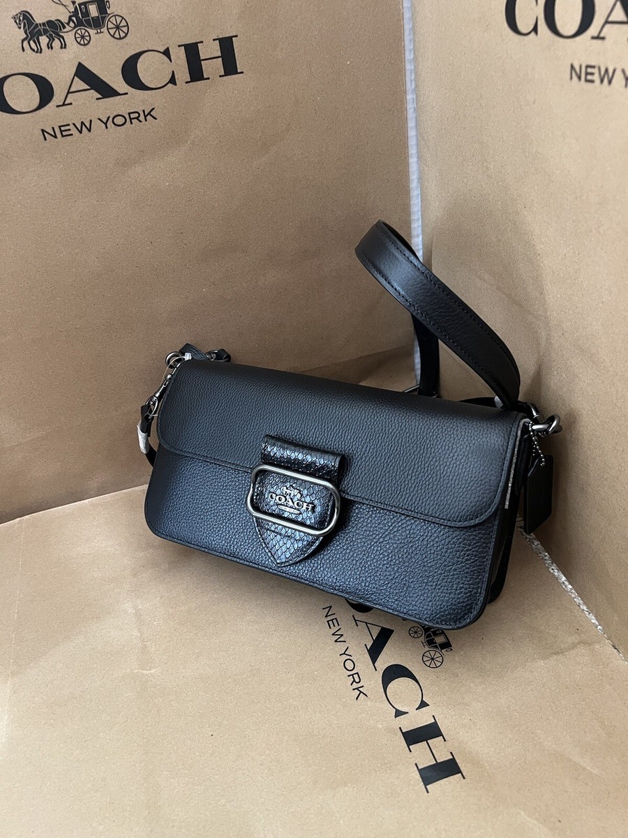 NWT Coach Morgan Handbag shoulder bag black pebble leather snake 