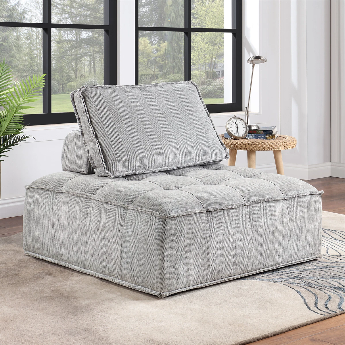 Oversized Upholstered Seating Armless Accent Chair Leisure Lazy
