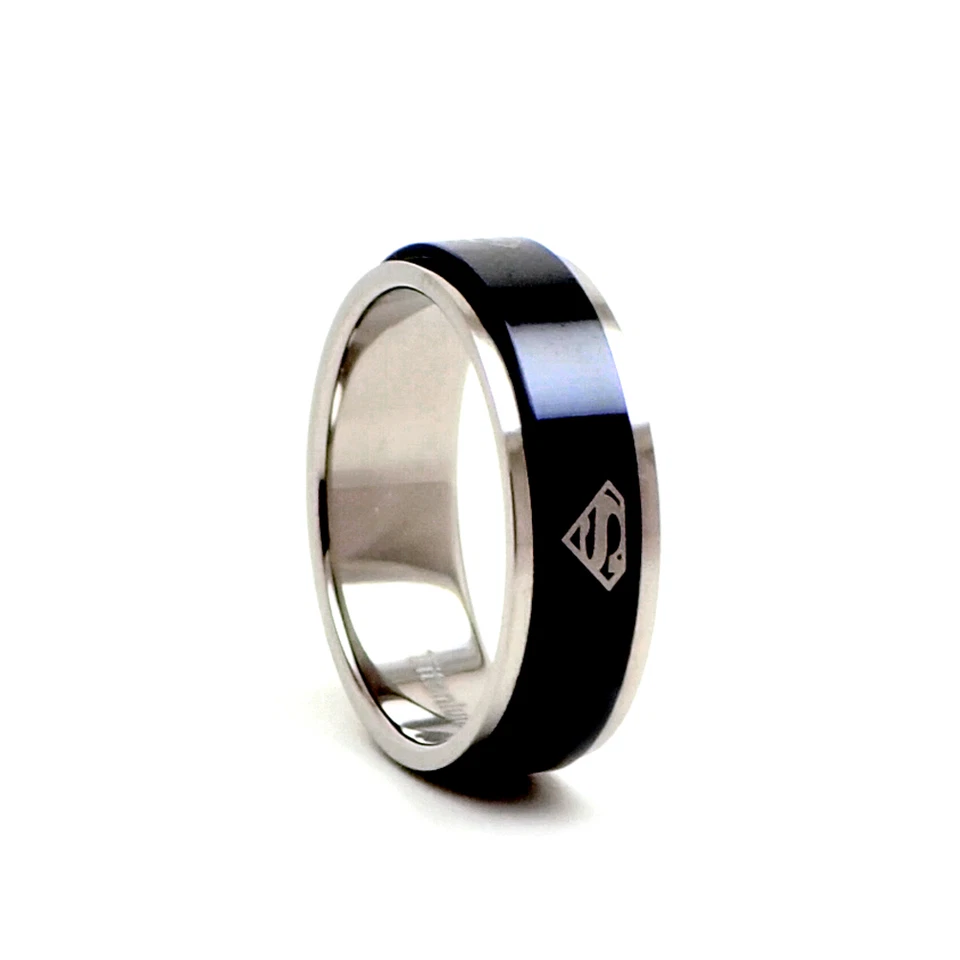 Accents Kingdom 8mm Men's Black Titanium Superman Spinner Ring Band Size 8-12 - Image 3 of 4