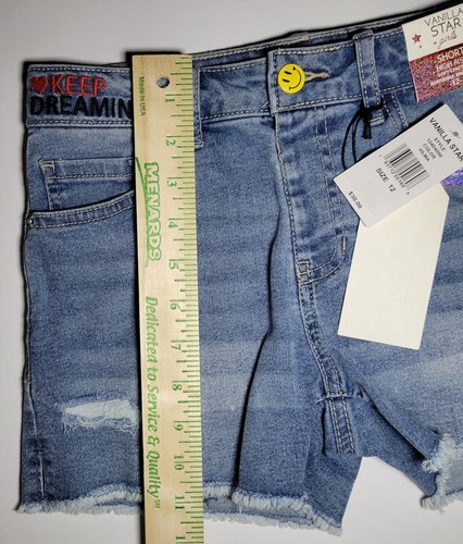 Vanilla Star Girls Blue Denim Adjustable High Rise Shorts New with Tags Size 12 - Picture 19 of 20