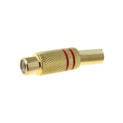 CC-109 Stecker RCA weiblich mit Knickschutz gerade Löten vergoldet NINIGI