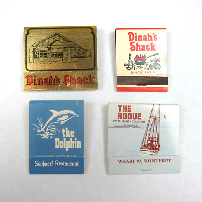 4 Vintage Matchbooks Dinah's Shack The Dolphin The Rougue California Restaurants