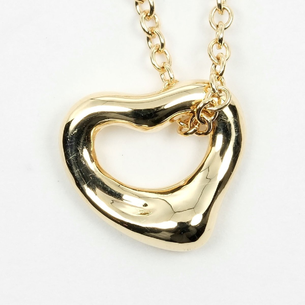Tiffany Co. Open Heart Necklace 7Mm Model K18Yg Yellow Gold