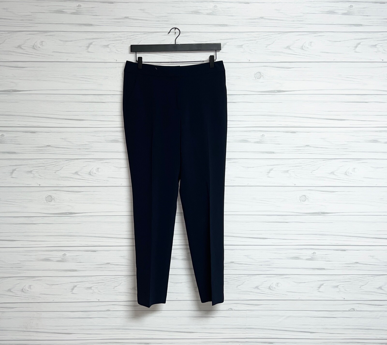 Talbots dress pants womens size 2 straight slim fit high rise navy blue stretch
