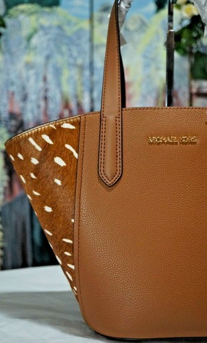 NUEVO CON ETIQUETAS MICHAEL KORS PORTIA PEQUEÑO Bolso de Mano en MARRÓN MULTI Cuero Becerro Dorado - Imagen 3 de 12