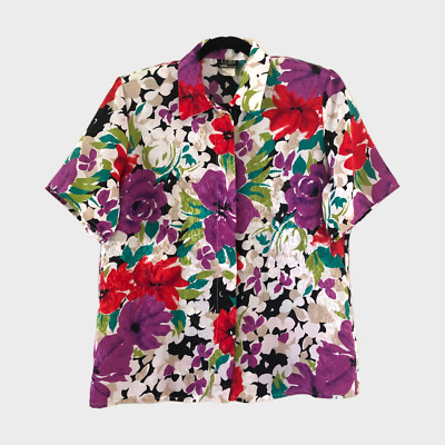 Lori of California by AM Casuals 70s Vintage Floral Button Up Top size M/L