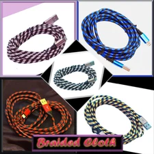 Extra Long Charging Charger Cable USB Cord for iPhone, Android Micro, or TYPE C