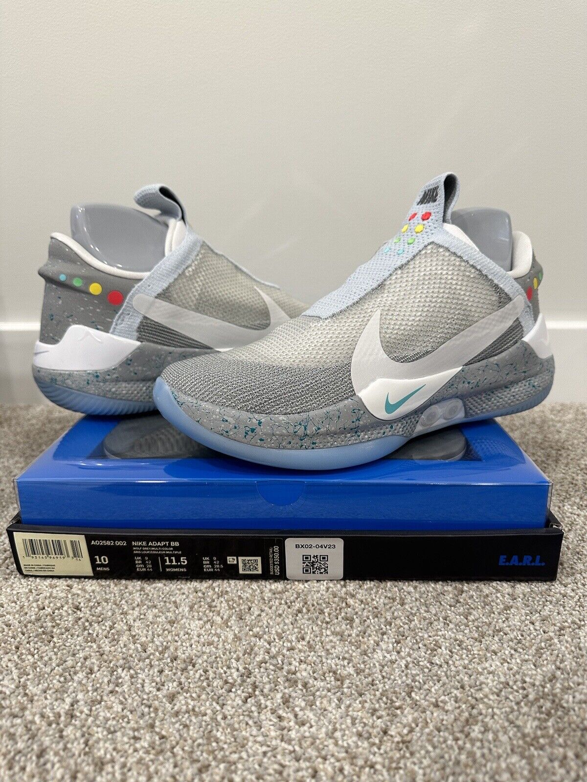 brandwonden Zonsverduistering jogger Nike Adapt BB Air MAG Back To The Future Brand New Dead stock Size 10 US  Charger | eBay