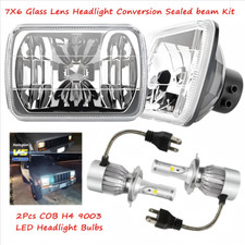 7x6 Glass Lens Headlight Conversion Sealed Beam Kit To H49003 Size Led Bulbs