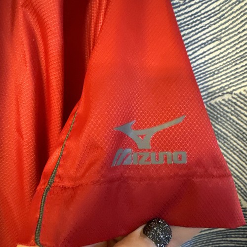 Mizuno Youth L 1/4 Zip Short Sleeve Windbreaker Pullover Red Gray Poly - Picture 5 of 11