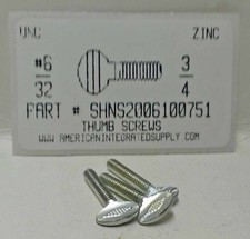  6-32x3/4 Thumb Screws Without Shoulder Steel Zinc Plated 30 