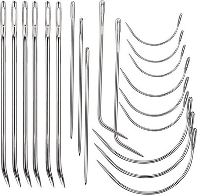 20 Pcs Leather Sewing Needles,Heavy Duty Sewing Needles Kit Include Curved Leath
