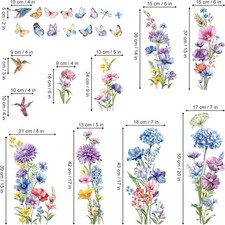 Reusable Spring Flower and Butterfly Window Clings   8 Colorful Indoor Stickers