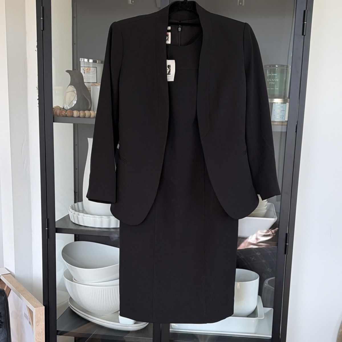 black suit womens dress set Women's 2 Pieces Notch Lapel Double Breasted Suit Set, Black main image 0