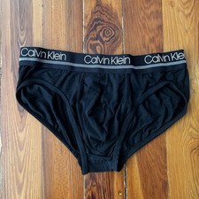 Calvin Klein Men  s Briefs Black Logo Waistband Size M Stretch Clean