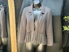 Free People Women's Black Blazer with Pleated Hem Detail Size 10
