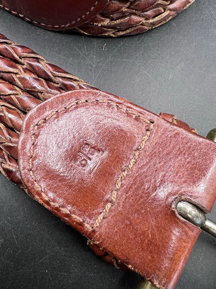 Cinturón De Colección Años 90 Ralph Lauren Marrón Cuero Trenzado Latón Preppy Mujer Talla 28 Foto 3 de 4