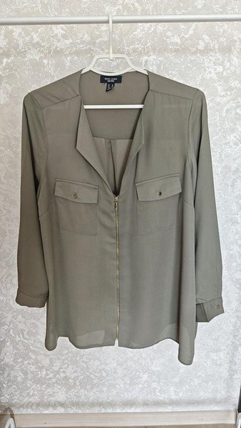 Women New Look Shirt Khaki Chiffon 44