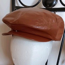 Vintage Brown London Imperial Leather Newsboy Hat Large