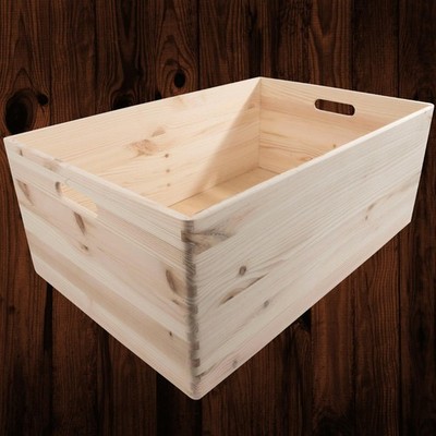 Extra große Deko-Aufbewahrungsbox aus Holz / 60x40x23 cm / schlichte Kiefer zum Basteln