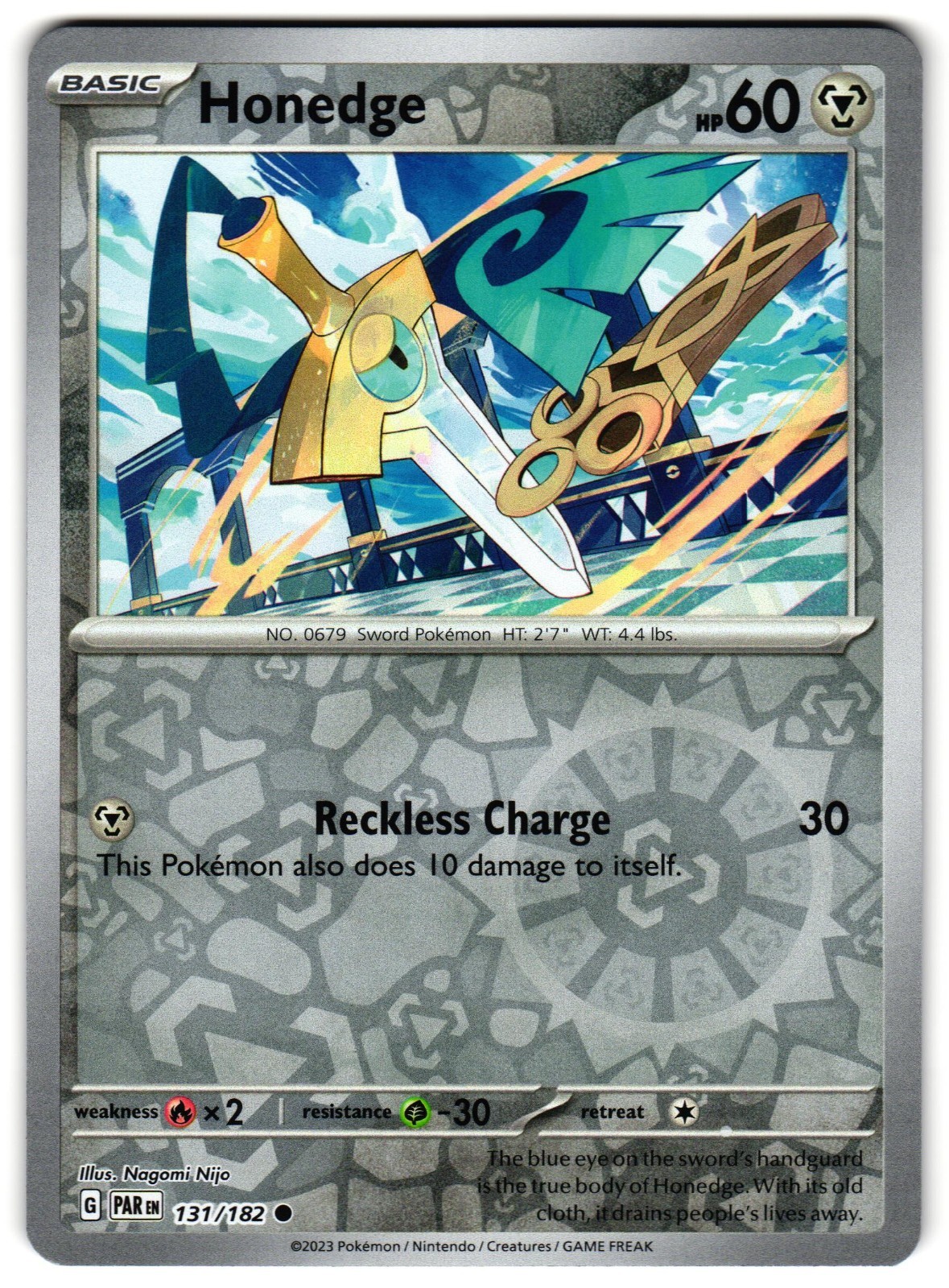 Honedge Reverse Holo 131/182 Common Paradox Rift Pokemon Near Mint