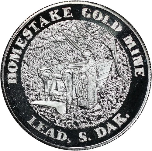 Vintage 1983 Homestake Gold Mine Lead, South Dakota 1 oz .999 Fine Silver Round