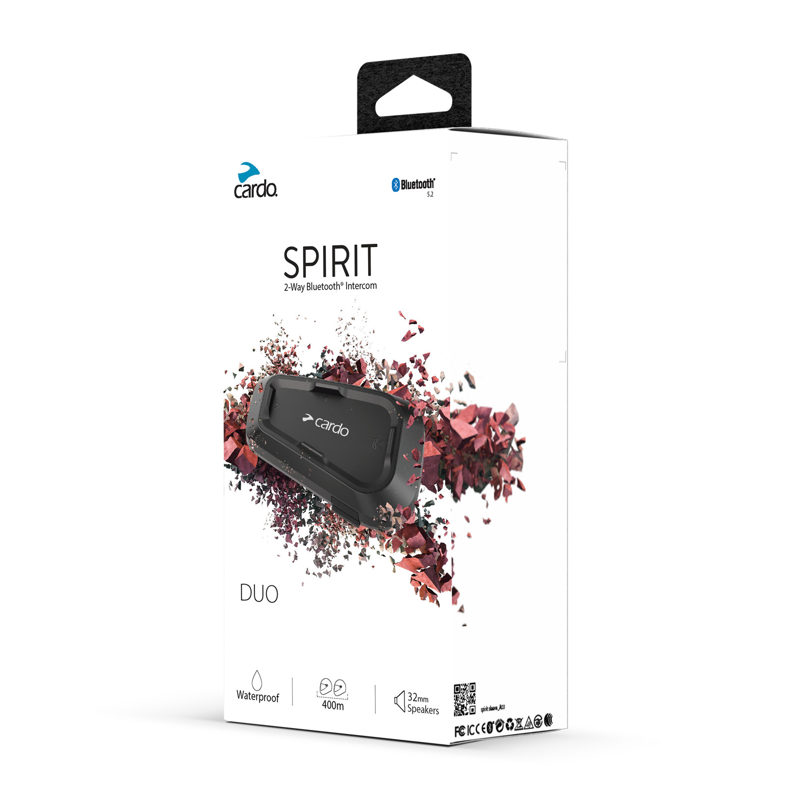 Cardo Spirit 2-Way Motorbike Intercom - Waterproof/Bluetooth - (Double Kit)