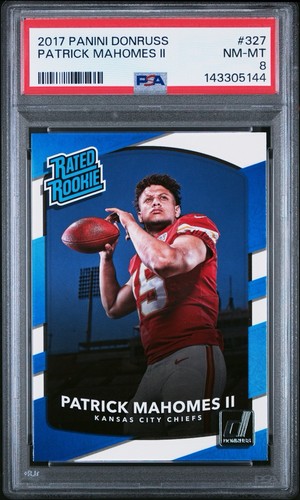 2017 Panini Donruss - Rated Rookie Patrick Mahomes II #327 (RC) PSA 8