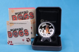 Tuvalu 1 Dollar 2011 Working Dogs German Shepherd 1 oz Silber 999 PP in OVP